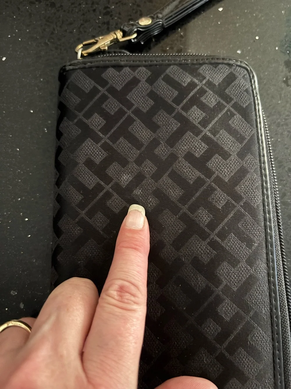 Tommy Hilfiger monogram jacquard zip-around wristlet wallet